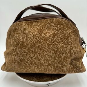 Borbonese-Authentic-Dome Bag Suede Quail Pattern